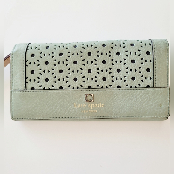 kate spade Handbags - Kate Spade Light Green Perforated Rehab Wallet